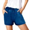 Pantaloncini lino donna Generisch vita alta lacci casual