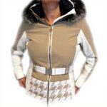 Giacca da sci in pelle Sportalm Kitzbühel donna beige bianco