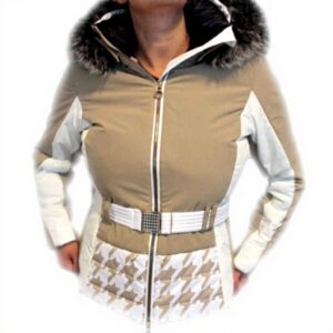 Giacca da sci in pelle Sportalm Kitzbühel donna beige bianco