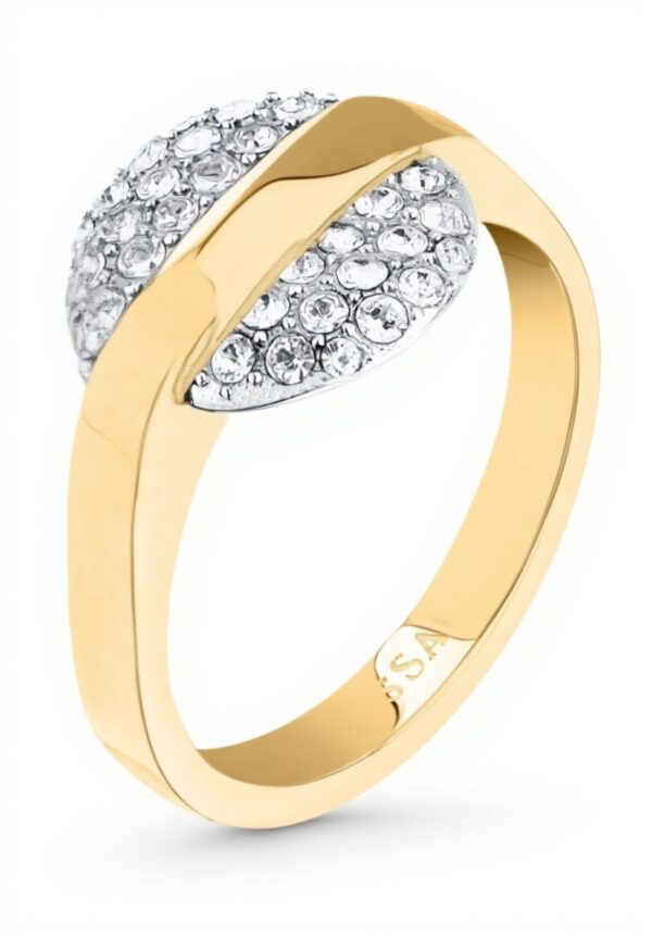 Anello Trussardi Donna Acciaio Cristalli Tondo T-ROUND