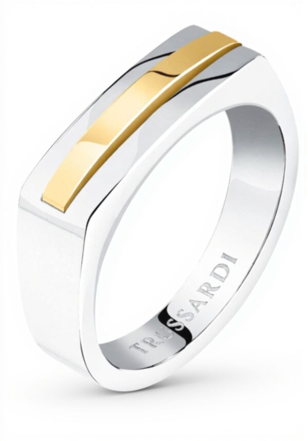 Anello Uomo Trussardi Acciaio T-STEEL Dettaglio Dorato