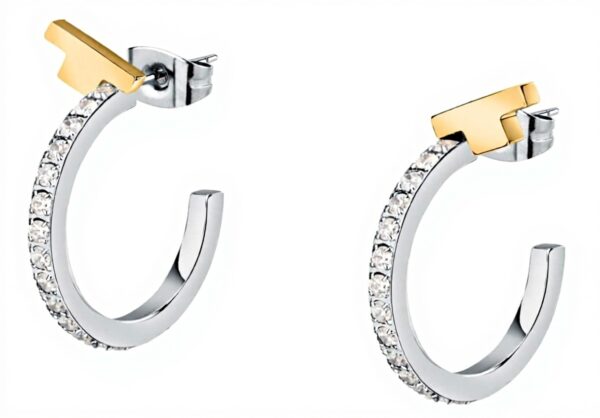 Orecchini Trussardi T-Logo Donna Acciaio Zirconi