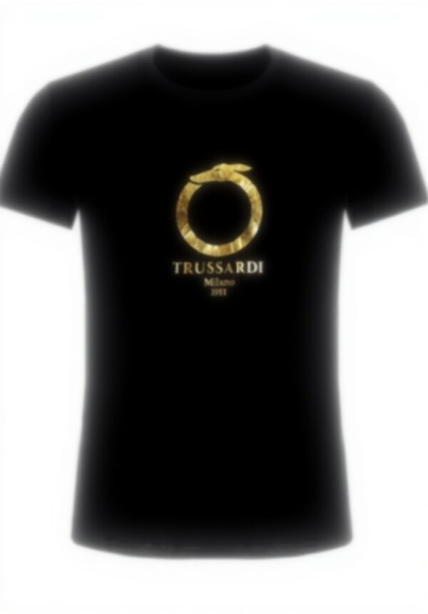 T-shirt Uomo Trussardi Logo Cotone Puro Nero Oro XL