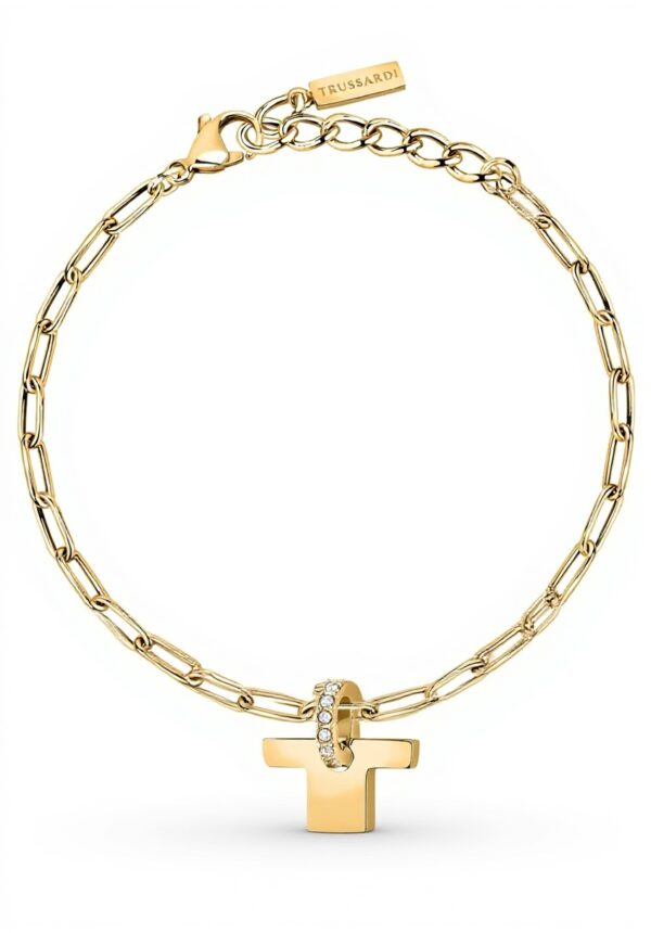 Bracciale donna Trussardi acciaio logo T zirconi