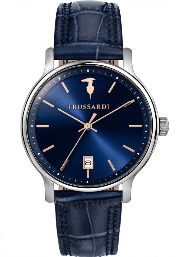 Orologio da uomo Trussardi acciaio pelle quarzo blu-0