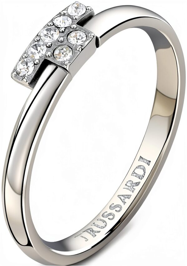 Anello Donna TRUSSARDI Acciaio Cristalli T-LOGO San