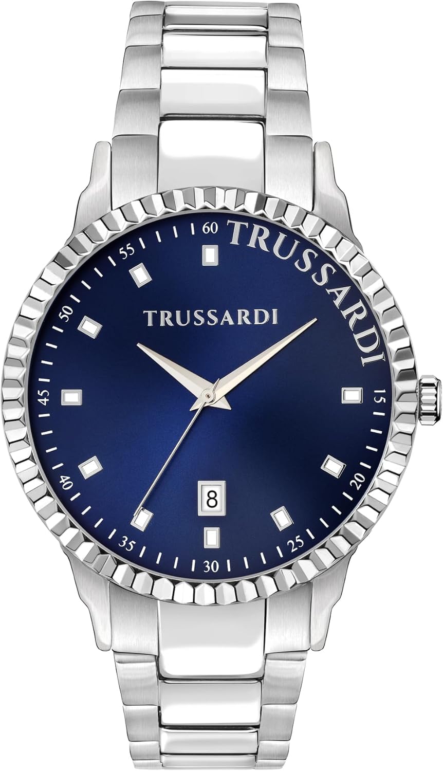 Orologio Trussardi da polso in acciaio su sfondo neutro