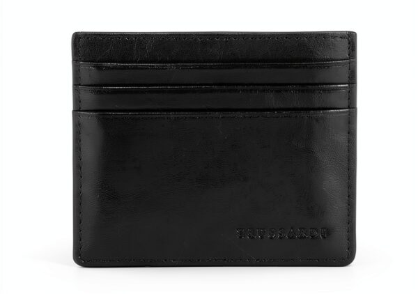 Portacarte Trussardi Uomo Pelle Crackle Nero Credit Card-0
