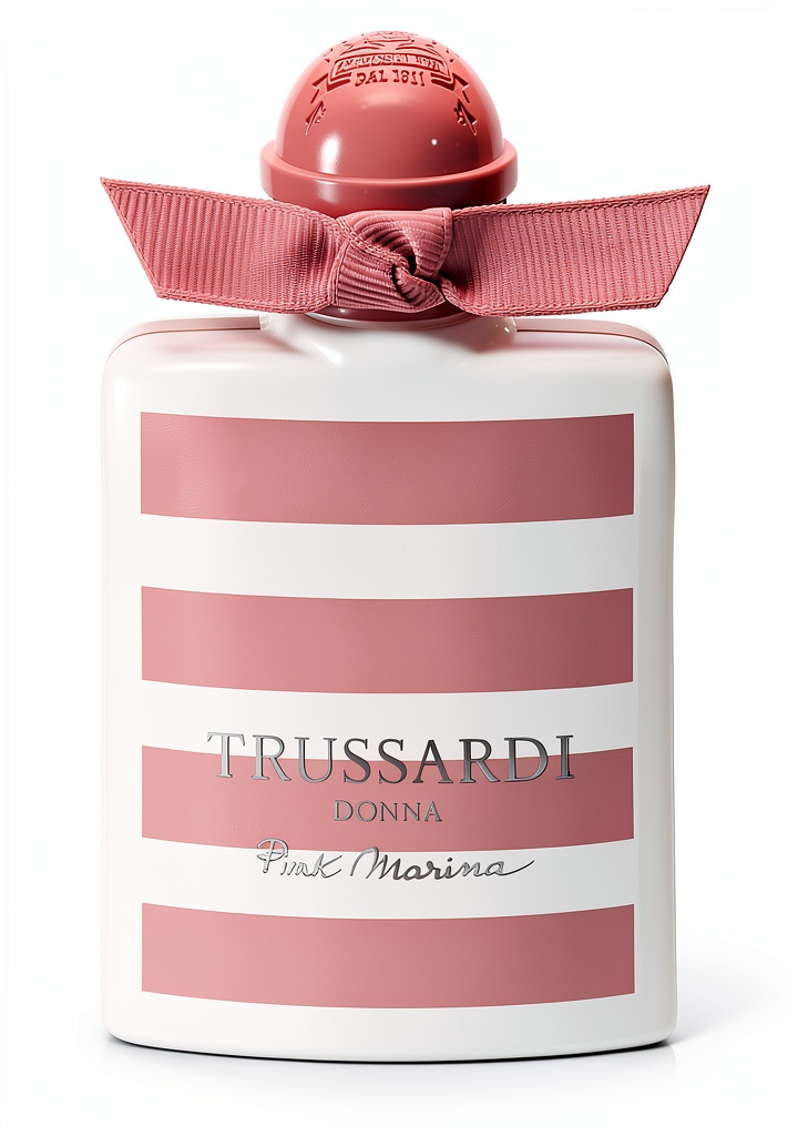 'Trussardi Donna Pink Marina Eau de Toilette 50 ml su un tavolo elegante'