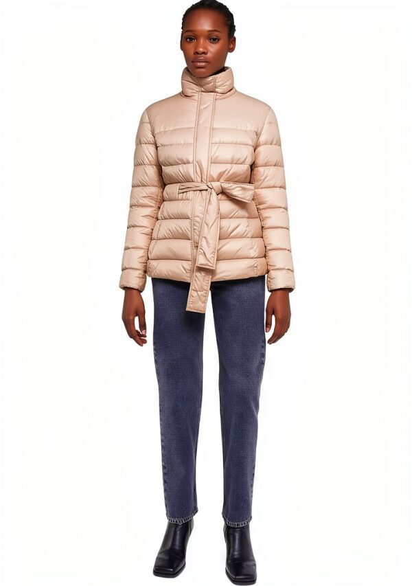 Giaccone Donna Nylon Piumino Rosa Seppia Manica Lunga-3