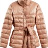 Giaccone Donna Nylon Piumino Rosa Seppia Manica Lunga-0