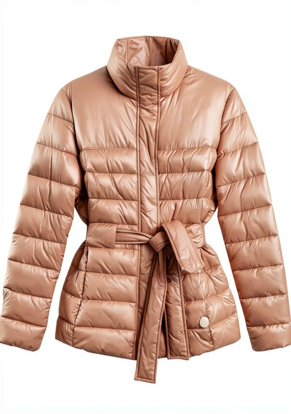 Giaccone Donna Nylon Piumino Rosa Seppia Manica Lunga-0