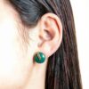 Orecchini Trussardi T-ROUND acciaio verde donna-4