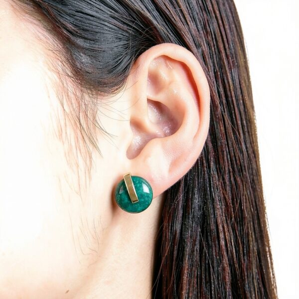Orecchini Trussardi T-ROUND acciaio verde donna-4