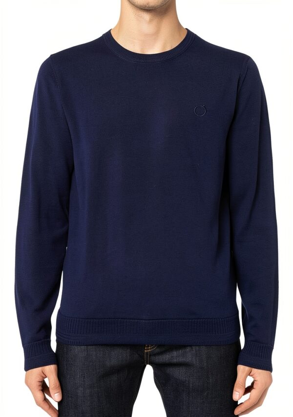 Maglione da uomo Blu Scuro Lana Merinos Classico-1