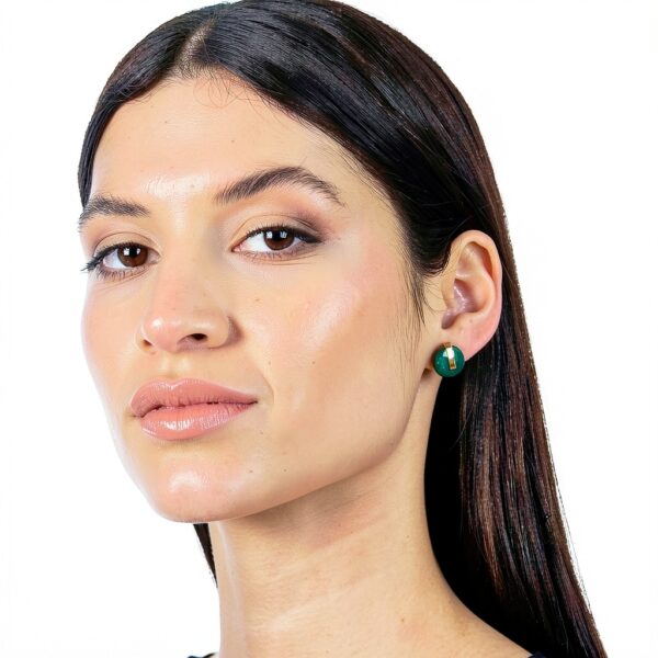 Orecchini Trussardi T-ROUND acciaio verde donna-3