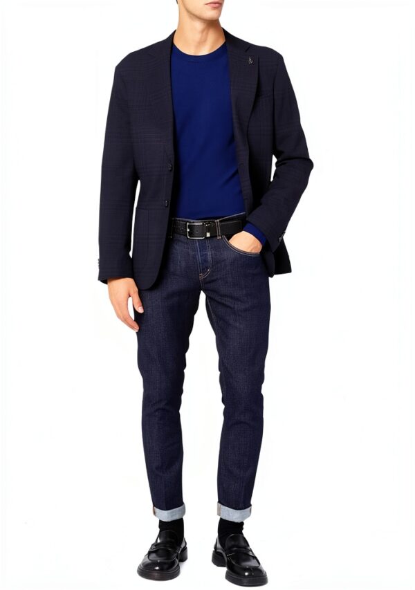 Maglione da uomo Blu Scuro Lana Merinos Classico-3