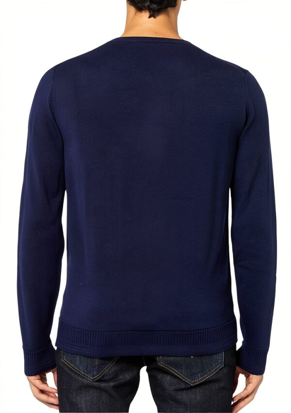 Maglione da uomo Blu Scuro Lana Merinos Classico-2