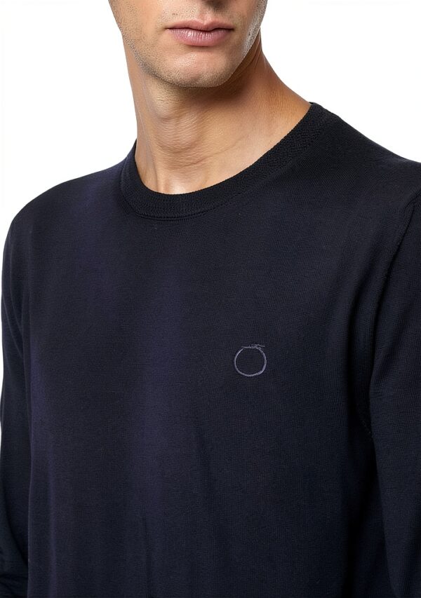 Maglione da uomo Blu Scuro Lana Merinos Classico-4